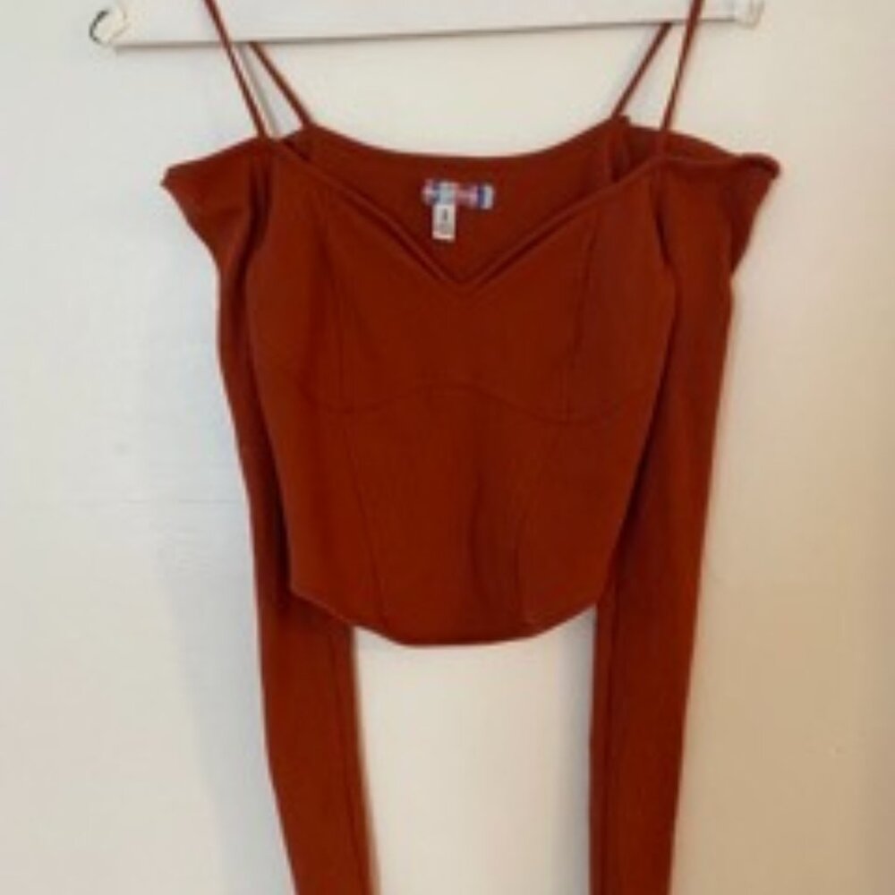 Urban Outfitters Orange Off-Shoulder Long Sleeve size medium